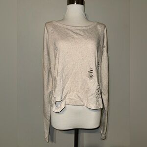 Distressed long sleeve sweater top